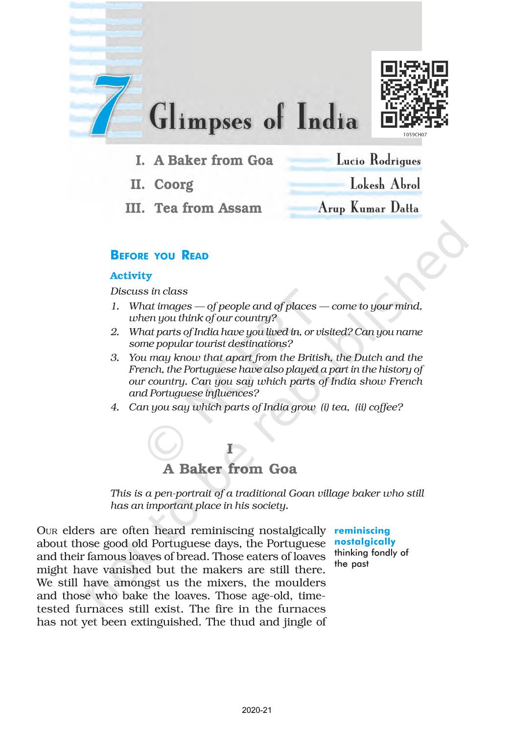 Glimpses Of India - NCERT Book Of Class 10 First Flight